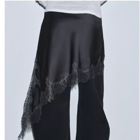 Zara NWT ZW Collection satin lace skirt 5919/211 - Picture 6 of 11